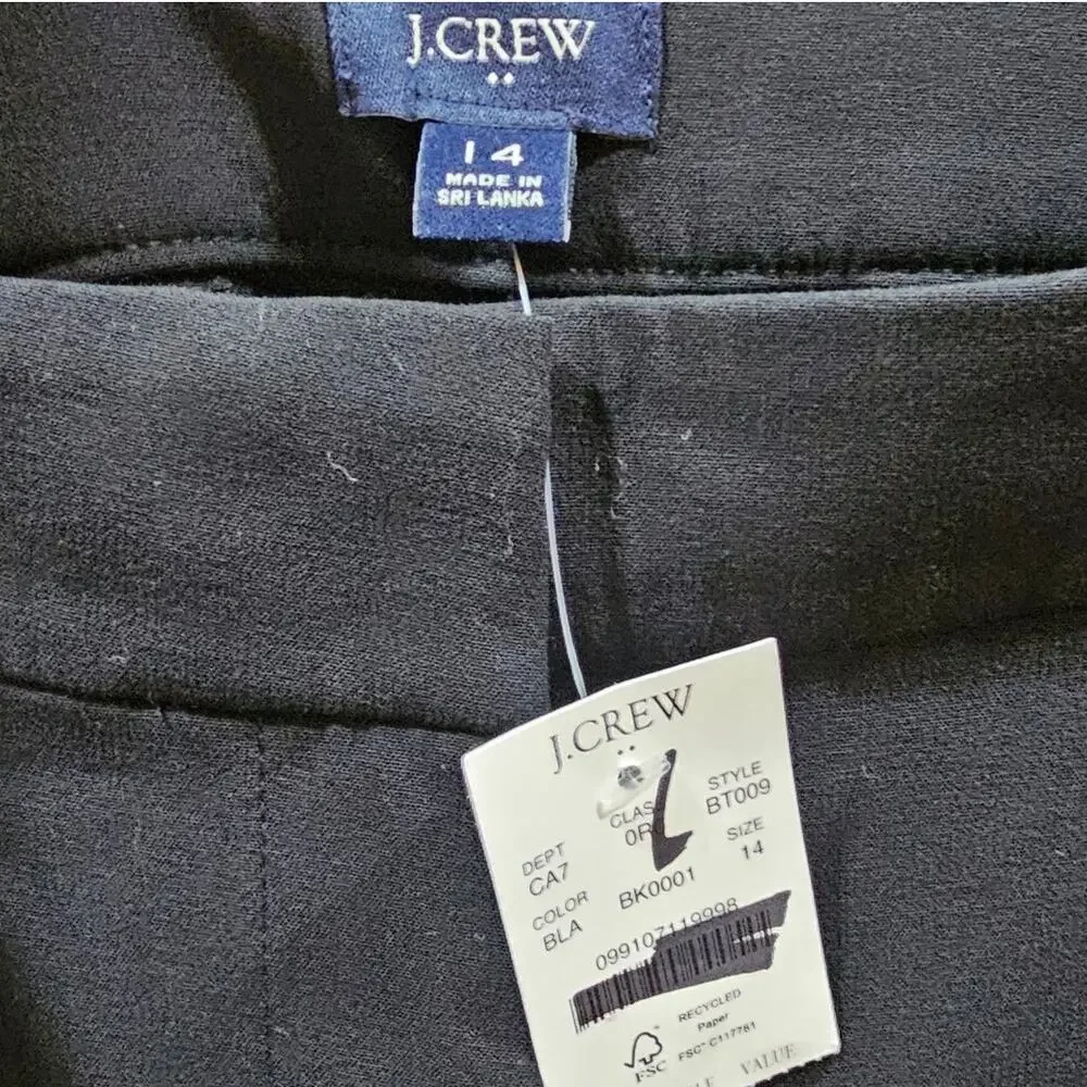 J.Crew Factory Pleated Trouser Pants High Rise Straight Black Leg Size 14 - Picture 4 of 7
